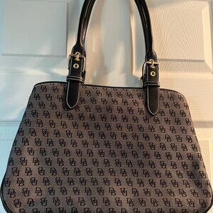 Dooney & Bourke Large Canvas/Leather Gray Tote Bag Purse w/ Logo